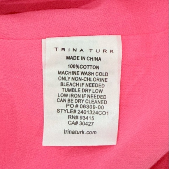 Trina Turk Malina Belted 100% Cotton Voile Minidress V-Neck Pink Size XS $328 - Picture 12 of 14